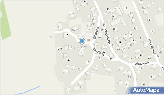 Modlnica, Źródlana, 13, mapa Modlnica