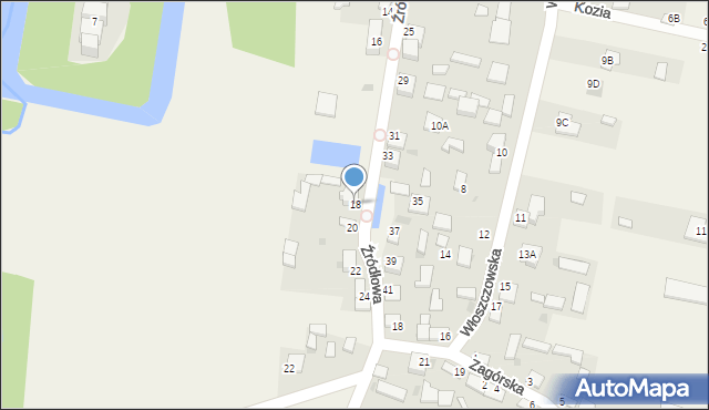 Oleszno, Źródłowa, 18, mapa Oleszno