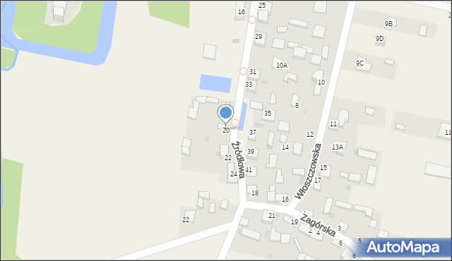 Oleszno, Źródłowa, 20, mapa Oleszno