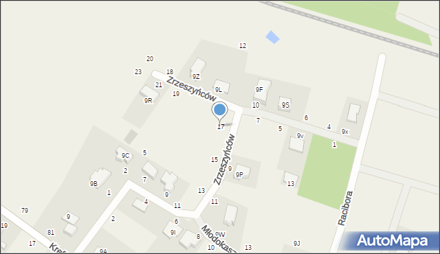 Otomino, Zrzeszyńców, 17, mapa Otomino