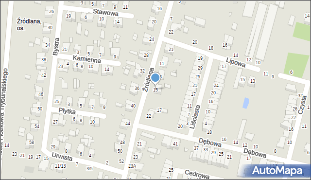 Piotrków Trybunalski, Źródlana, 15, mapa Piotrków Trybunalski