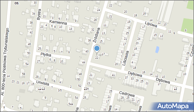 Piotrków Trybunalski, Źródlana, 19, mapa Piotrków Trybunalski