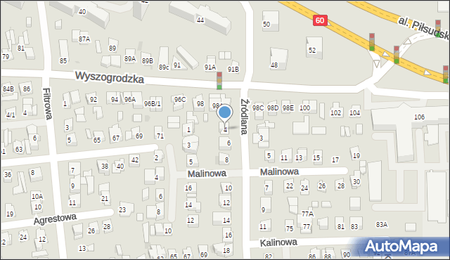 Płock, Źródlana, 4, mapa Płock