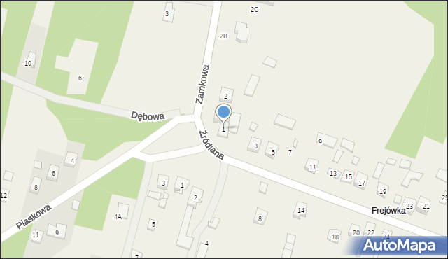 Podzamcze, Źródlana, 1, mapa Podzamcze