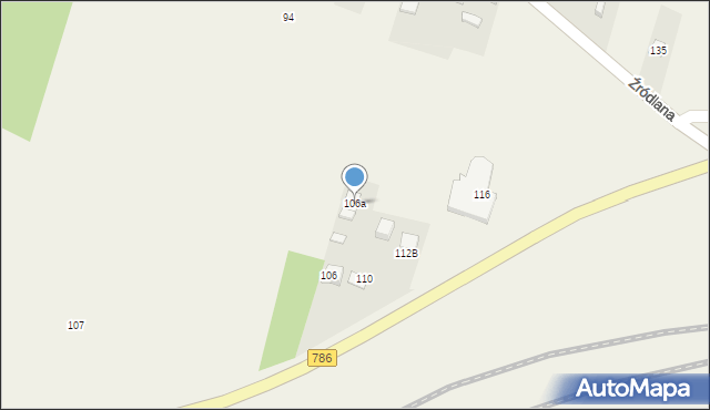 Podzamcze, Źródlana, 106a, mapa Podzamcze