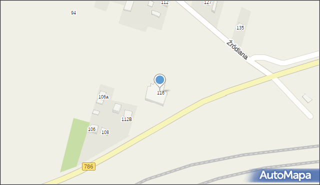 Podzamcze, Źródlana, 116, mapa Podzamcze