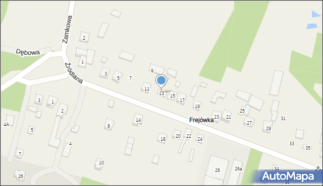 Podzamcze, Źródlana, 13, mapa Podzamcze