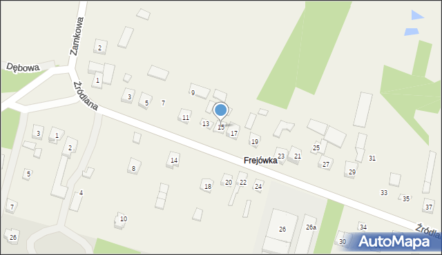 Podzamcze, Źródlana, 15, mapa Podzamcze