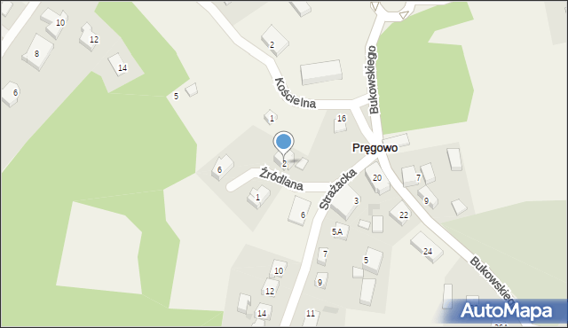 Pręgowo, Źródlana, 2, mapa Pręgowo