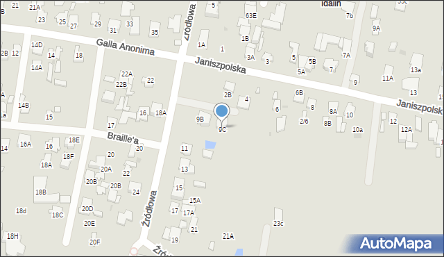 Radom, Źródłowa, 9C, mapa Radomia