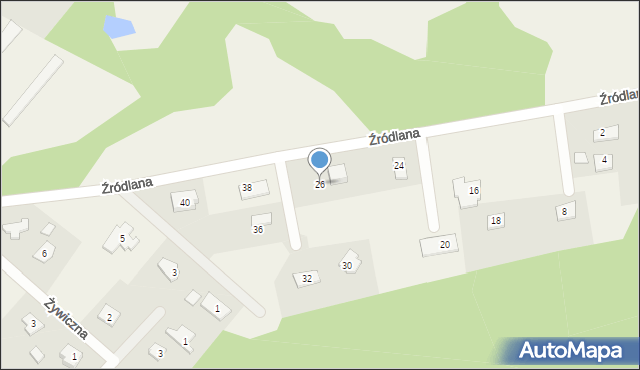 Radonie, Źródlana, 26, mapa Radonie