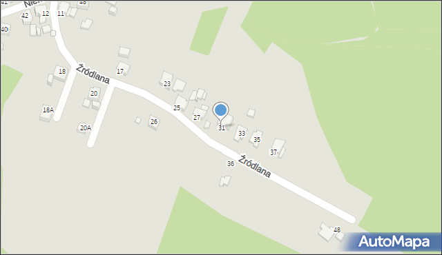 Rybnik, Źródlana, 31, mapa Rybnika