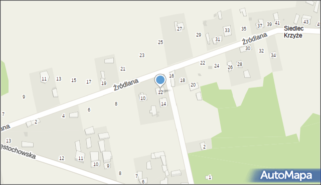 Siedlec, Źródlana, 12, mapa Siedlec