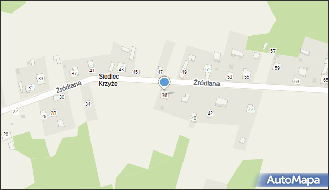 Siedlec, Źródlana, 36, mapa Siedlec