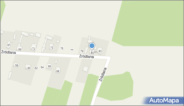 Siedlec, Źródlana, 81, mapa Siedlec