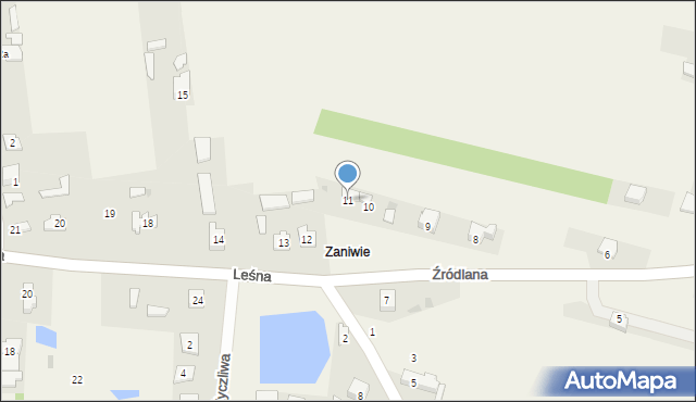 Słowik, Źródlana, 11, mapa Słowik