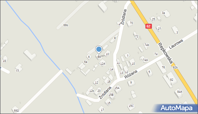 Sokołów Podlaski, Źródlana, 8A, mapa Sokołów Podlaski