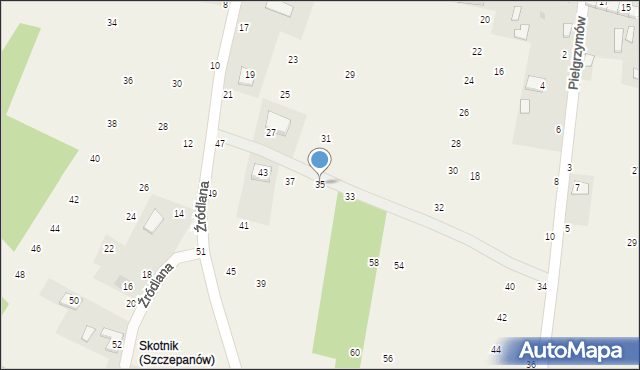 Szczepanów, Źródlana, 35, mapa Szczepanów