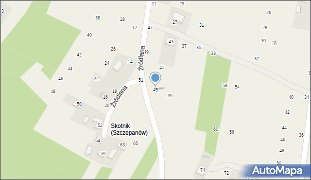 Szczepanów, Źródlana, 45, mapa Szczepanów