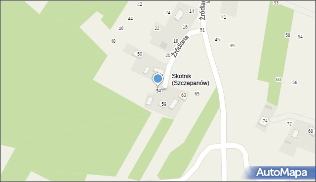 Szczepanów, Źródlana, 54, mapa Szczepanów