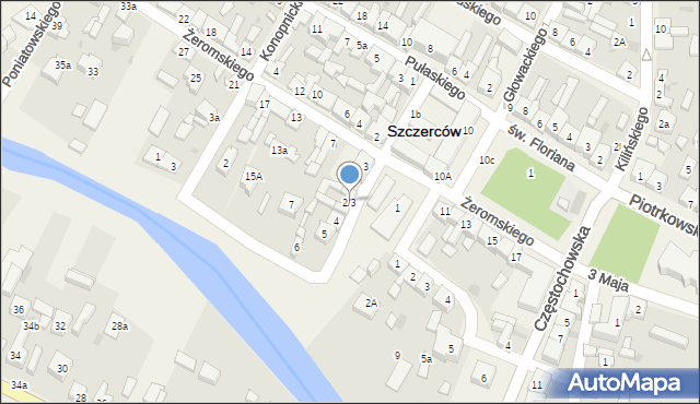 Szczerców, Źródlana, 3, mapa Szczerców