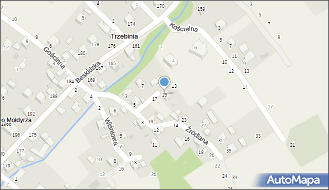 Trzebinia, Źródlana, 15, mapa Trzebinia