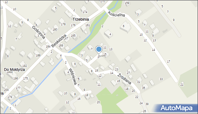 Trzebinia, Źródlana, 17, mapa Trzebinia