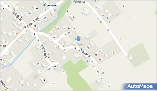 Trzebinia, Źródlana, 23, mapa Trzebinia