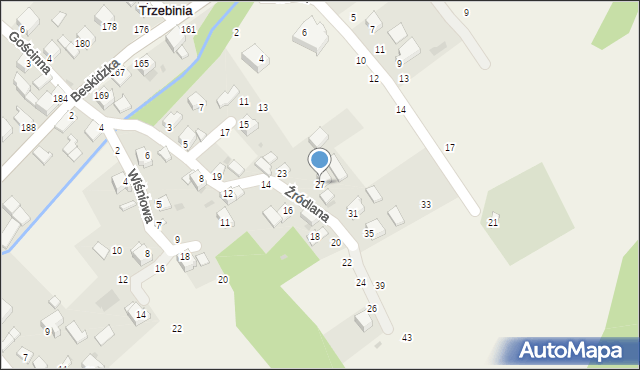 Trzebinia, Źródlana, 27, mapa Trzebinia