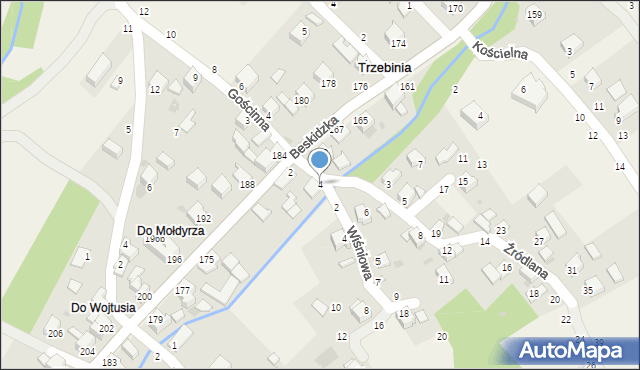 Trzebinia, Źródlana, 4, mapa Trzebinia