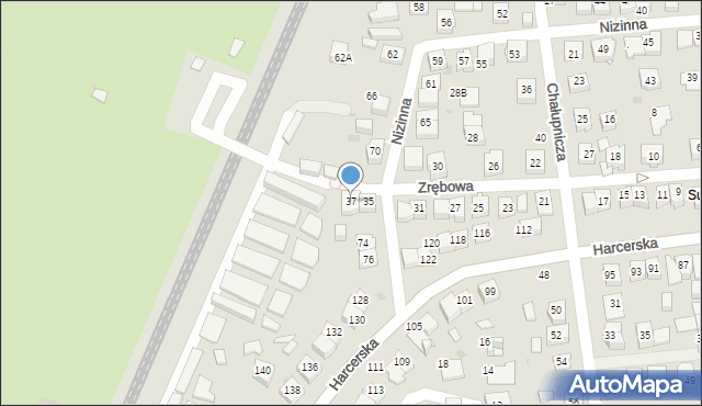 Tychy, Zrębowa, 37, mapa Tychów