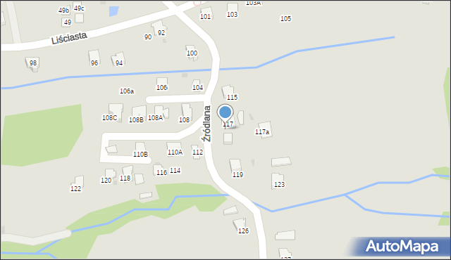 Ustroń, Źródlana, 117b, mapa Ustroń