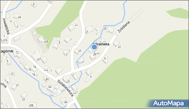 Zagórnik, Źródlana, 19, mapa Zagórnik