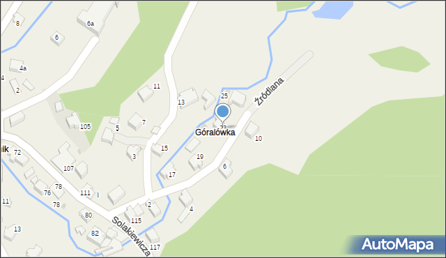 Zagórnik, Źródlana, 23, mapa Zagórnik