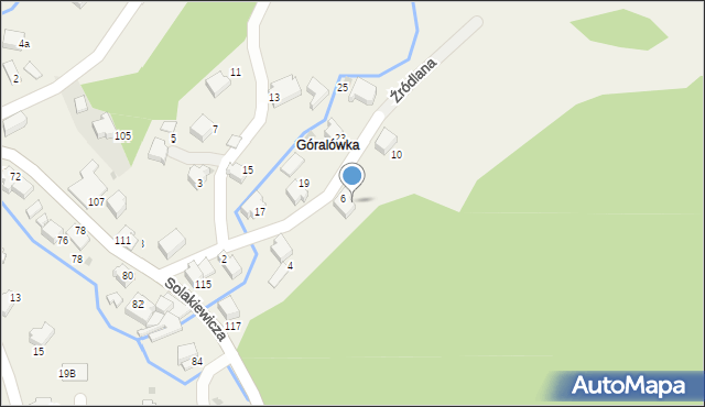 Zagórnik, Źródlana, 8, mapa Zagórnik