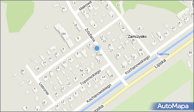 Zamość, Źródlana, 20, mapa Zamościa