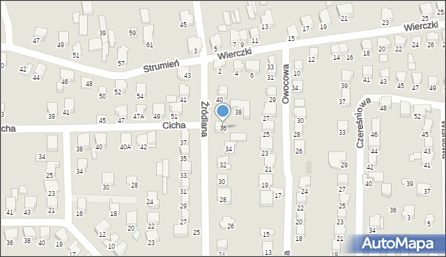 Zawiercie, Źródlana, 36, mapa Zawiercie