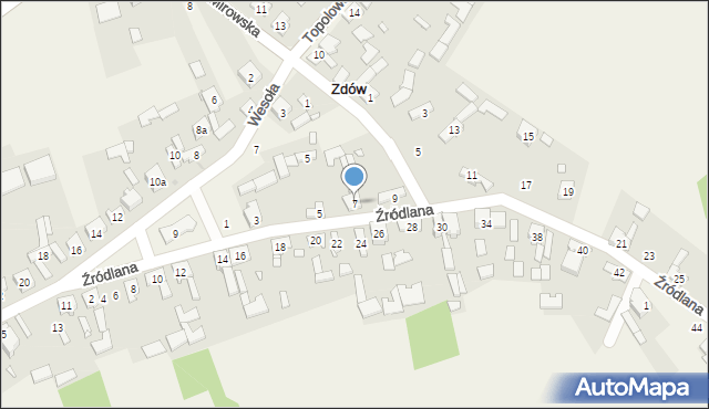 Zdów, Źródlana, 7, mapa Zdów