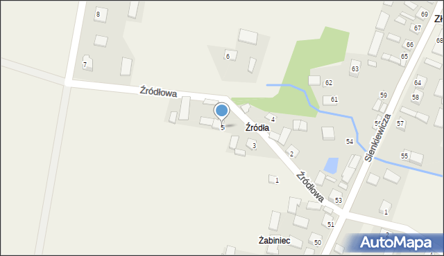 Złota, Źródłowa, 5, mapa Złota