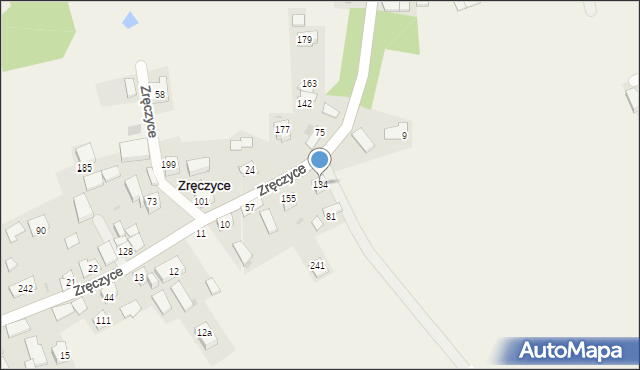 Zręczyce, Zręczyce, 134, mapa Zręczyce