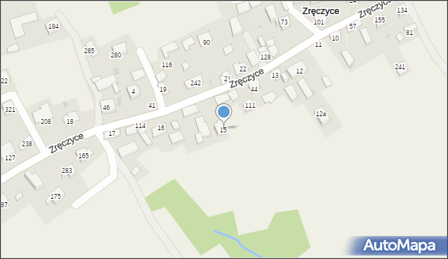 Zręczyce, Zręczyce, 15, mapa Zręczyce