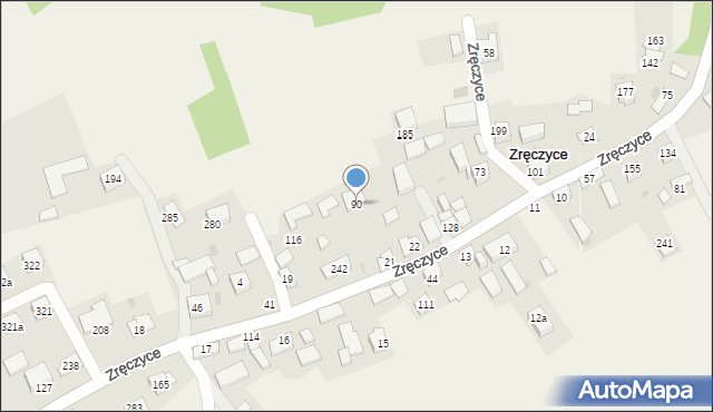 Zręczyce, Zręczyce, 90, mapa Zręczyce