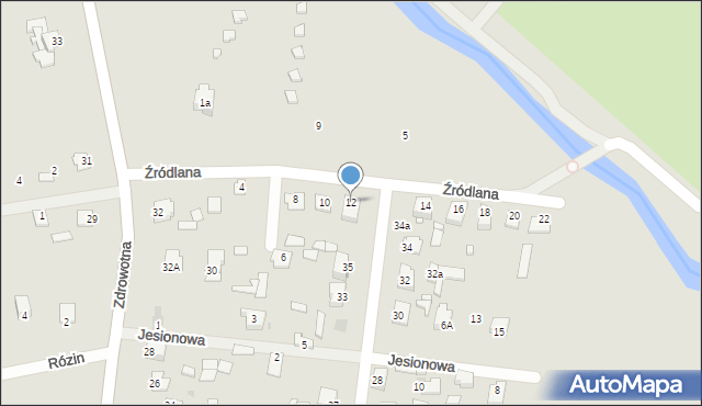 Zwierzyniec, Źródlana, 12, mapa Zwierzyniec