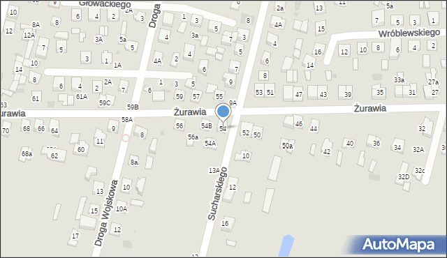 Biała Podlaska, Żurawia, 54, mapa Białej Podlaskiej