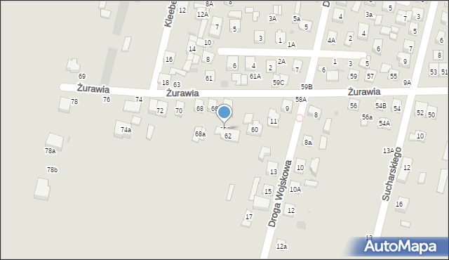 Biała Podlaska, Żurawia, 62A, mapa Białej Podlaskiej