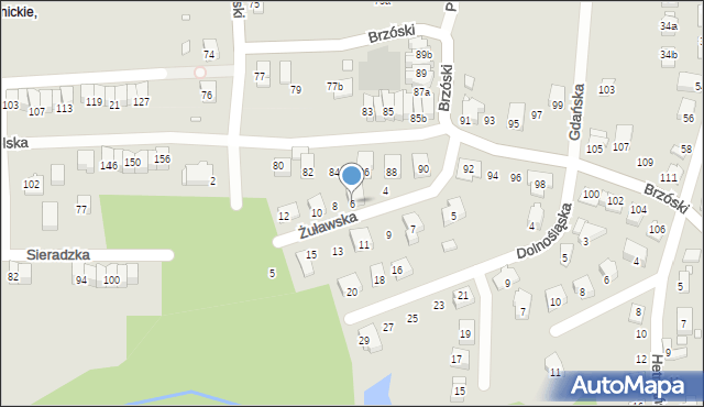 Bielsko-Biała, Żuławska, 6, mapa Bielsko-Białej