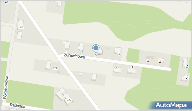 Ciasne, Żurawinowa, 5, mapa Ciasne