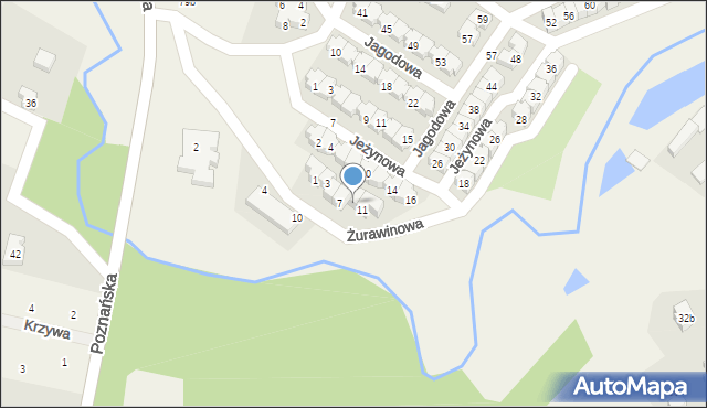 Czapury, Żurawinowa, 9, mapa Czapury