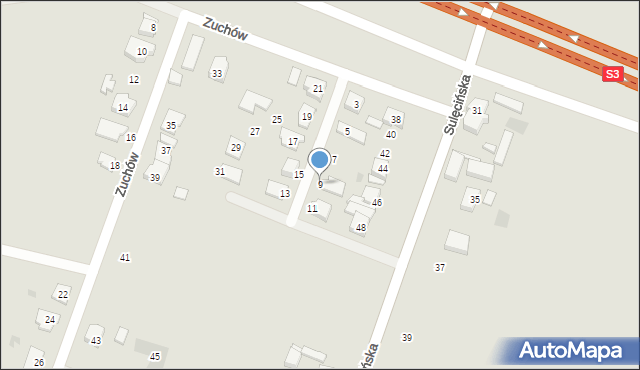 Gorzów Wielkopolski, Zuchów, 9, mapa Gorzów Wielkopolski