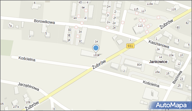 Jankowice, Żubrów, 111a, mapa Jankowice